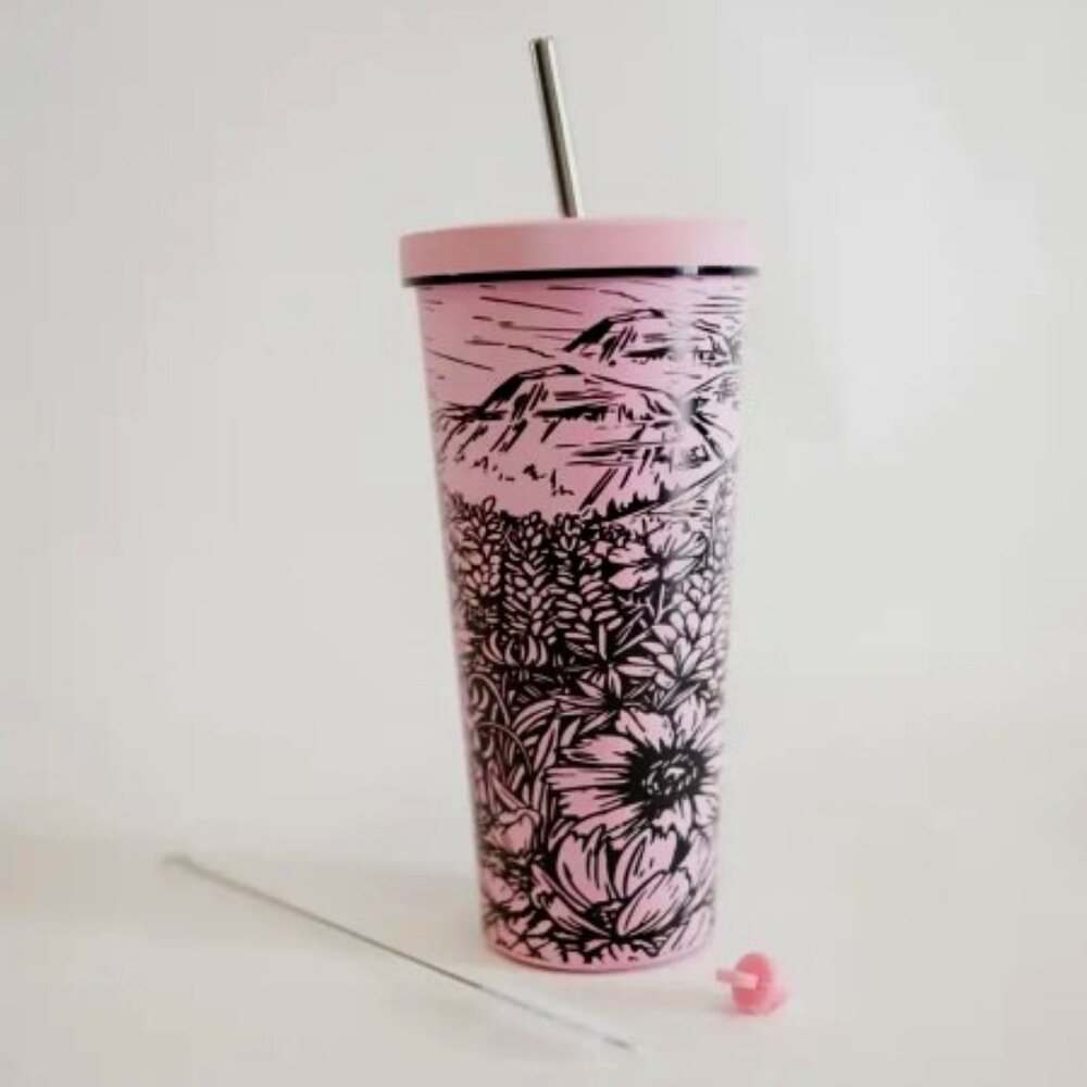 Women's Pink Flower Meadow Tumbler
